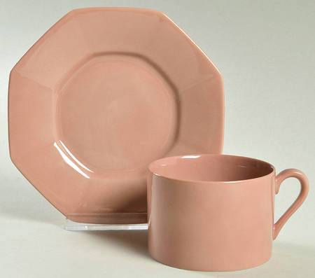 Total Color Dusty Rose (Octagonal) Flat Cup & Saucer Set