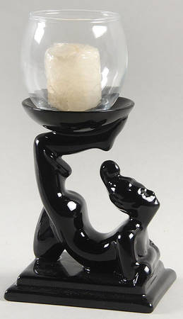 Total Color Spectrum Black (Round) Votive Candleholder with Glass Globe