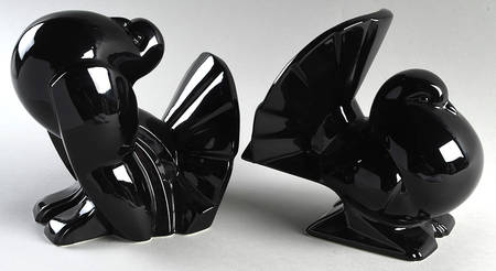 Total Color Spectrum Black (Round) Figural China Bookend - Set of 2