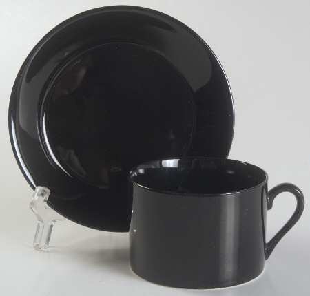 Total Color Spectrum Black (Round) Flat Cup & Saucer Set