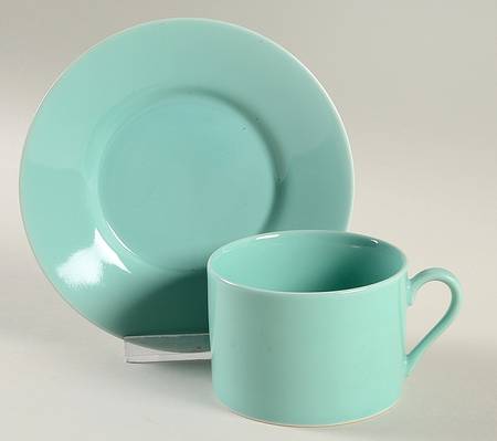 Total Color Spectrum Turquoise (Round) Flat Cup & Saucer Set