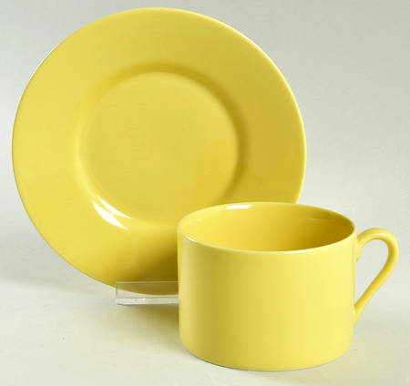 Total Color Spectrum Yellow (Round) Flat Cup & Saucer Set