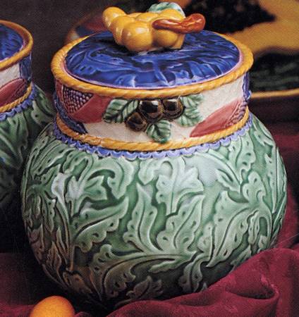 Tuscany Majolica Large Canister & Lid