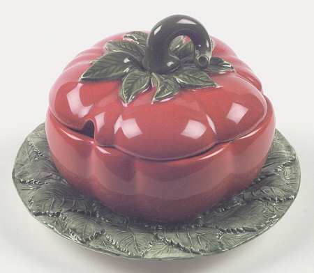 Vegetable Garden Mayonnaise & Lid w/Underplate