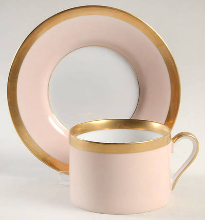 Versailles Shell Peach Flat Demitasse Cup & Saucer Set