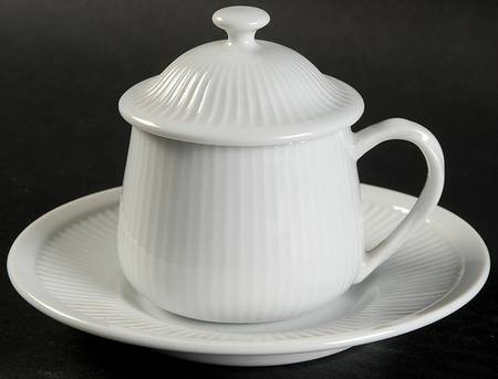 White Classic (3 Pc) Pot de Creme (Lid, Base & Underplate)
