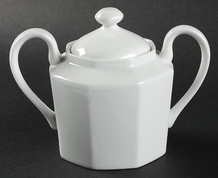 White Octagonal Sugar Bowl & Lid