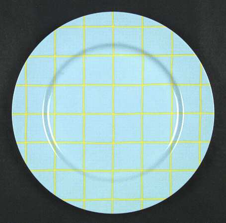 Windowpane (Yellow Stripes on Aqua) by Fitz &amp; Floyd