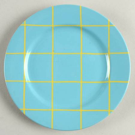 Windowpane (Yellow Stripes on Aqua) Bread & Butter Plate