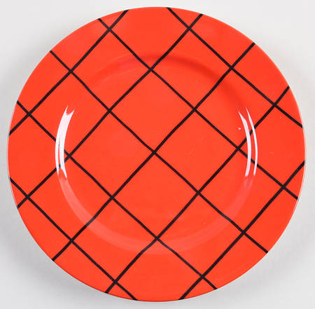 Windowpane (Black Stripes on Red) Salad Plate