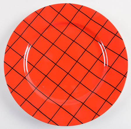 Windowpane (Black Stripes on Red) Service Plate (Charger)