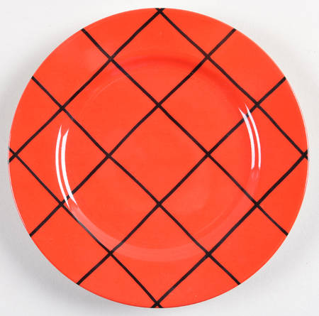 Windowpane (Black Stripes on Red) Bread & Butter Plate