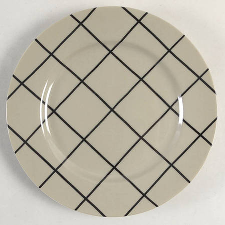 Windowpane (Black Stripes on Taupe) Salad Plate
