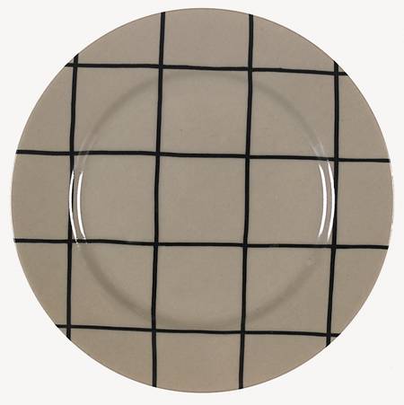 Windowpane (Black Stripes on Taupe) Bread & Butter Plate
