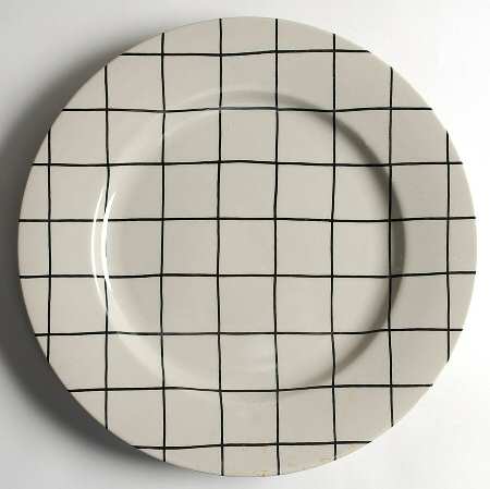 Windowpane (Black Stripes on Taupe) Service Plate (Charger)