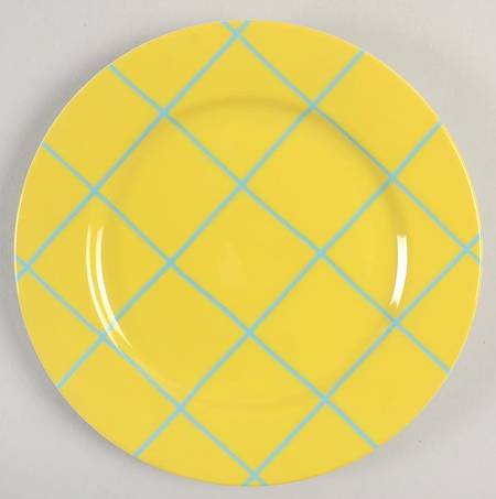 Windowpane (Aqua on Yellow) Bread & Butter Plate