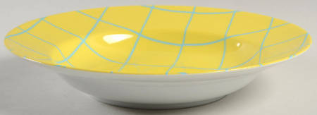 Windowpane (Aqua on Yellow) Large Rim Soup Bowl