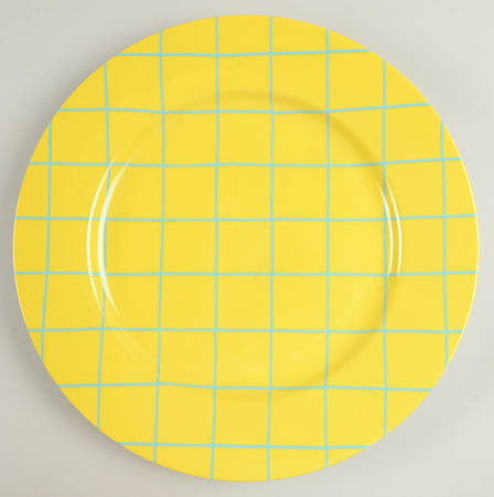 Windowpane (Aqua on Yellow) Service Plate (Charger)