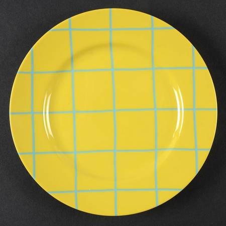 Windowpane (Aqua on Yellow) Salad Plate