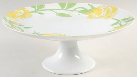 Yellow Rose 10" Diameter Pedestal Cake Stand