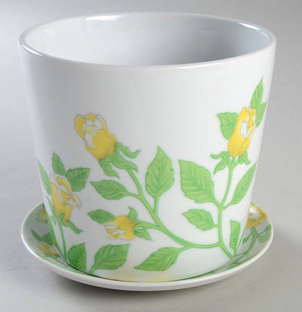 Yellow Rose 5" Flower Pot & Underplate