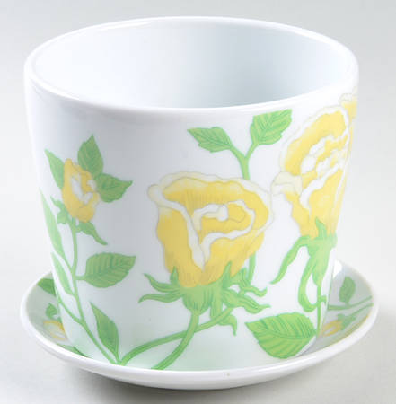Yellow Rose 3" Flower Pot & Underplate