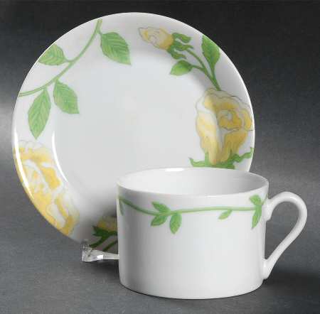 Yellow Rose Flat Cup & Saucer Set