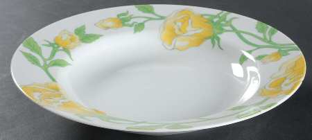 Yellow Rose Large Rim Soup Bowl