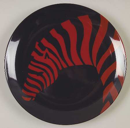 Zebra (Red On Black) Salad Plate