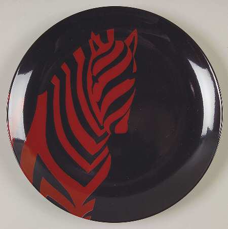 Zebra (Red On Black) Salad Plate