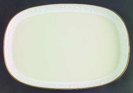 Ariana (Embossed, Gold Trim, Coupe) 12" Oval Serving Platter