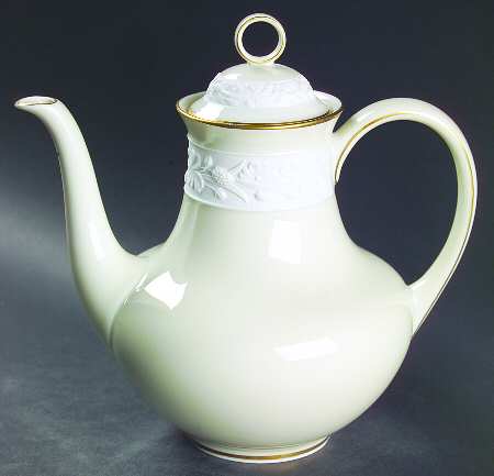 Ariana (Embossed, Gold Trim, Coupe) Coffee Pot & Lid