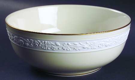 Ariana (Embossed, Gold Trim, Coupe) 8" Round Vegetable Bowl