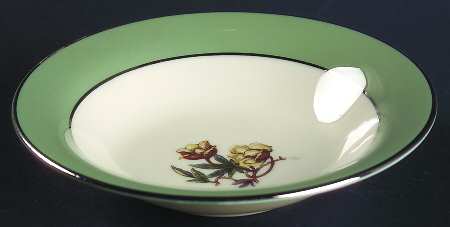 Avalon Sage Green (Platinum Trim) Fruit/Dessert (Sauce) Bowl