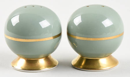 Avalon Sage Green (Gold Trim) Salt & Pepper Set