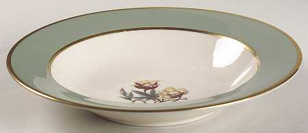 Avalon Sage Green (Gold Trim) Rim Soup Bowl