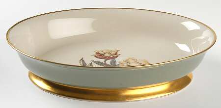 Avalon Sage Green (Gold Trim) 9" Oval Vegetable Bowl