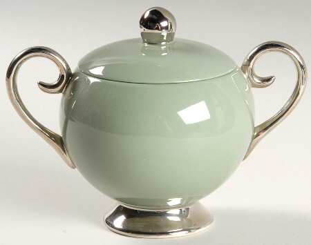 Avalon Sage Green (Platinum Trim) Sugar Bowl & Lid