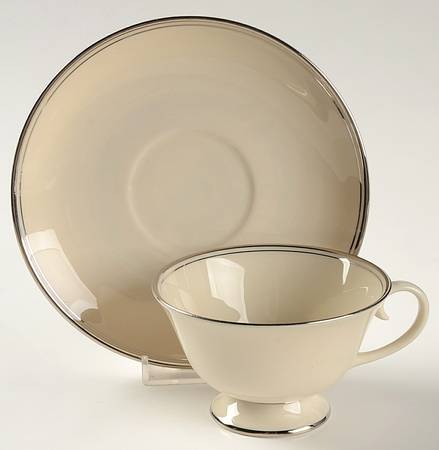 Bellmark II (Platninum Trim) Footed Cup & Saucer Set