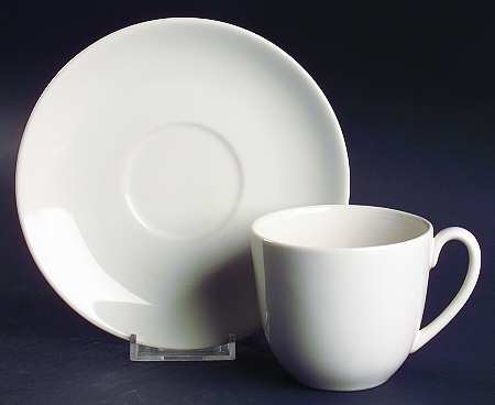 Bon Lite White Flat Cup & Saucer Set