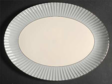 Brookmere Flutes Gray 14" Oval Serving Platter