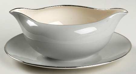 Brocade Gray (Coupe) Gravy Boat with Attached Underplate
