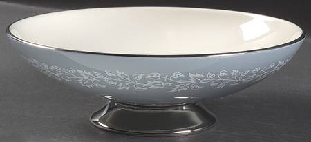 Brocade Strata Blue Round Compote (Height X Width)