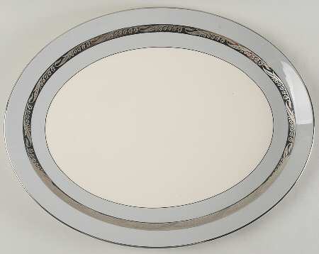 Bridal Wreath Gray 16" Oval Serving Platter