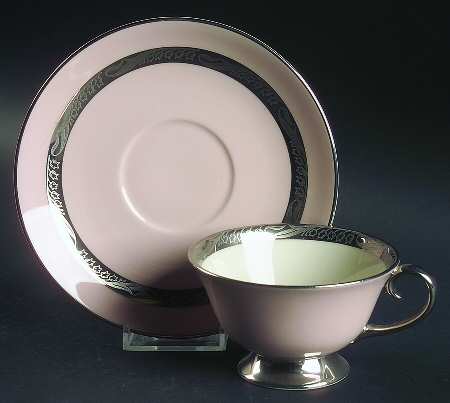 Bridal Wreath-Pink Footed Cup & Saucer Set