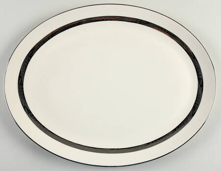 Bridal Wreath No Color Band 15" Oval Serving Platter