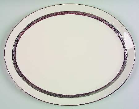 Bridal Wreath No Color Band 16" Oval Serving Platter