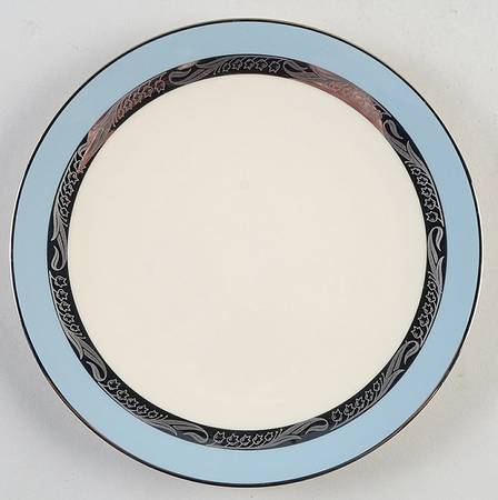 Bridal Wreath Strata Blue (Rim) Coupe Salad Plate