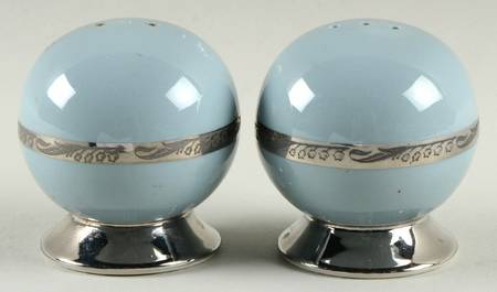 Bridal Wreath Strata Blue (Rim) Salt & Pepper Set