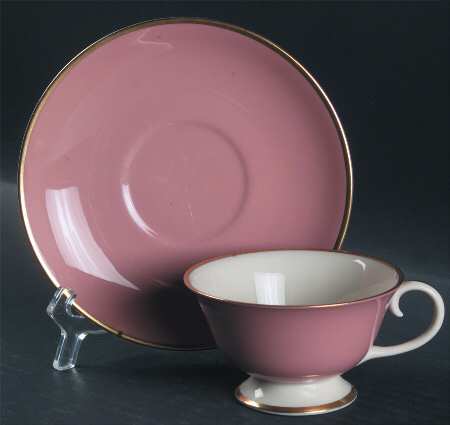 Sylvan-California Coral (Rim) Footed Cup & Saucer Set